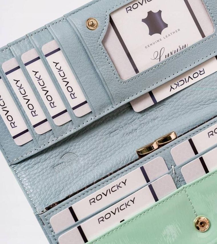 Portfel, miętowy, skórzany, Lorenti