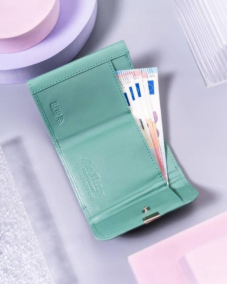 Portfel, miętowy, skórzany, Peterson