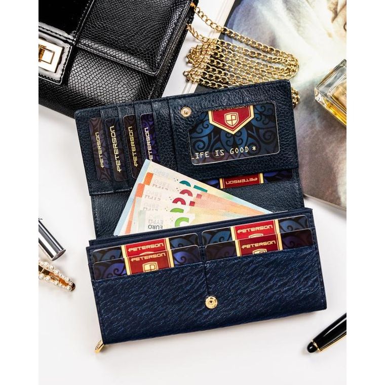 Portfel, niebieski, RFID, Peterson