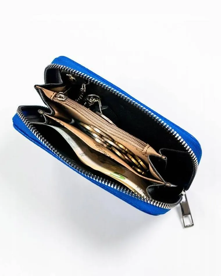 Portfel, niebieski, skóra ekologiczna, Cavaldi