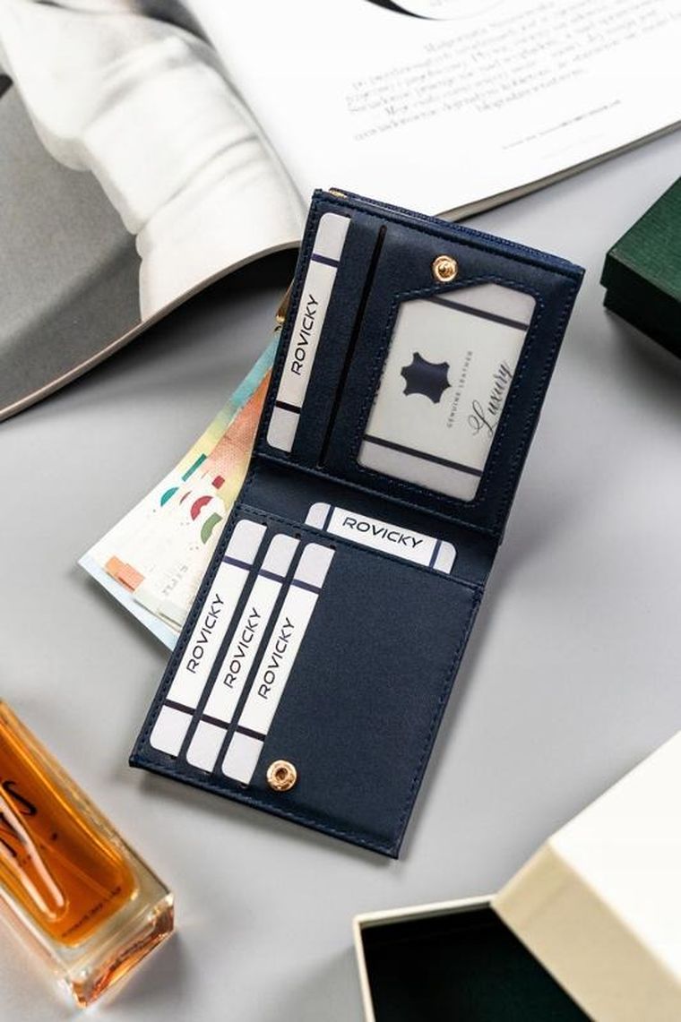 Portfel, niebieski, skóra ekologiczna, Milano Design