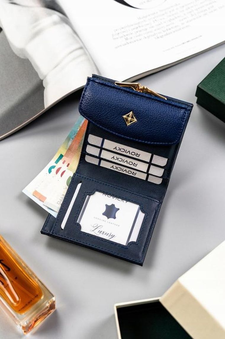 Portfel, niebieski, skóra ekologiczna, Milano Design