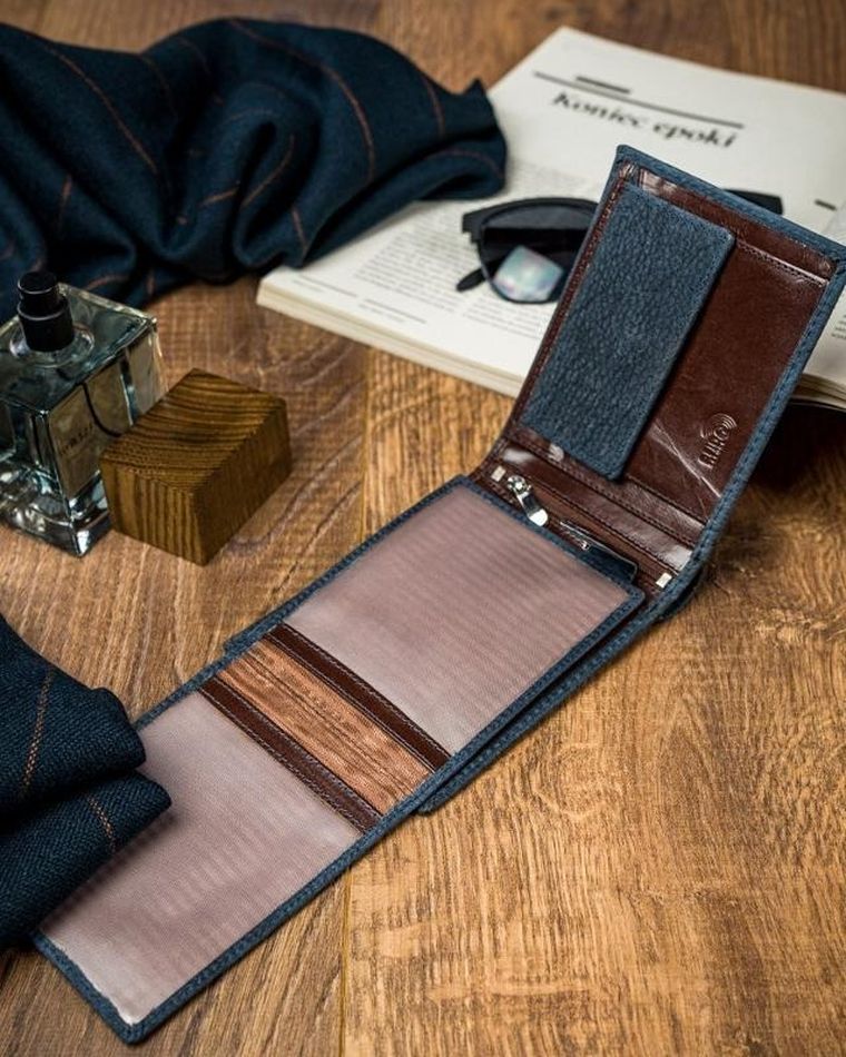 Portfel, niebieski, skórzany, Forever Young