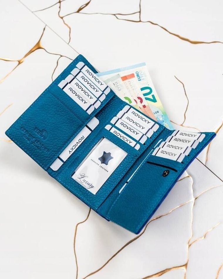 Portfel, niebieski, skórzany, Lorenti