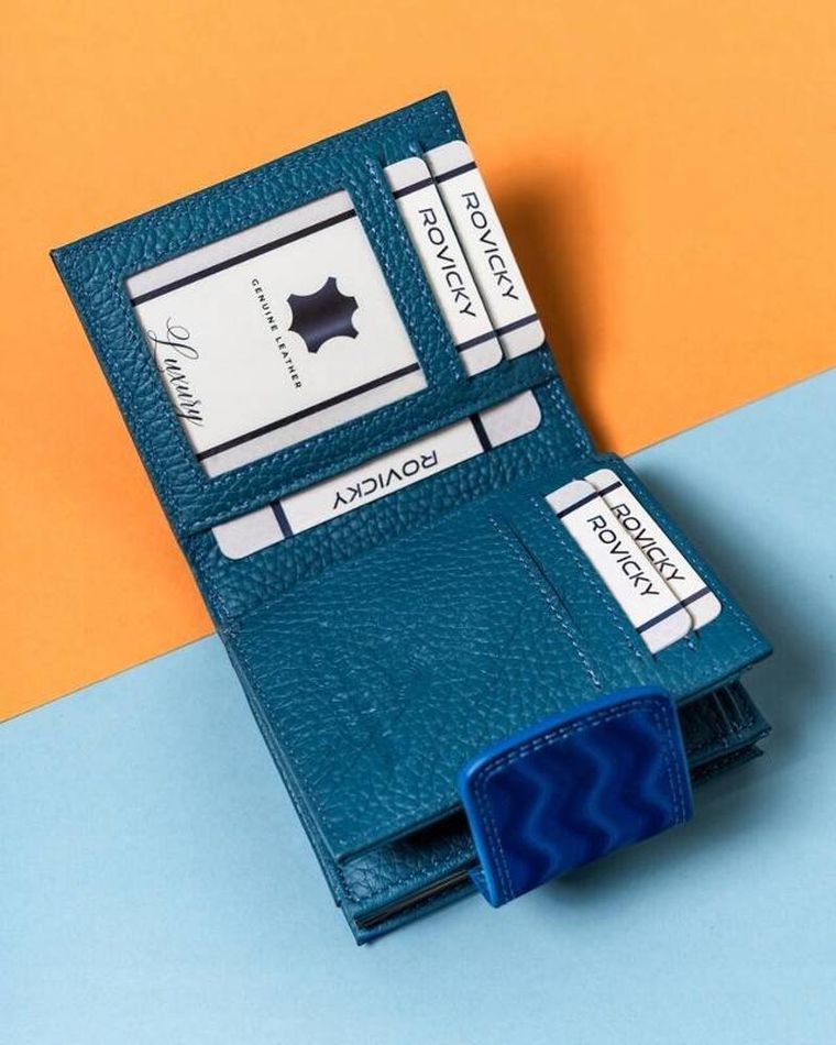 Portfel, niebieski, skórzany, Lorenti