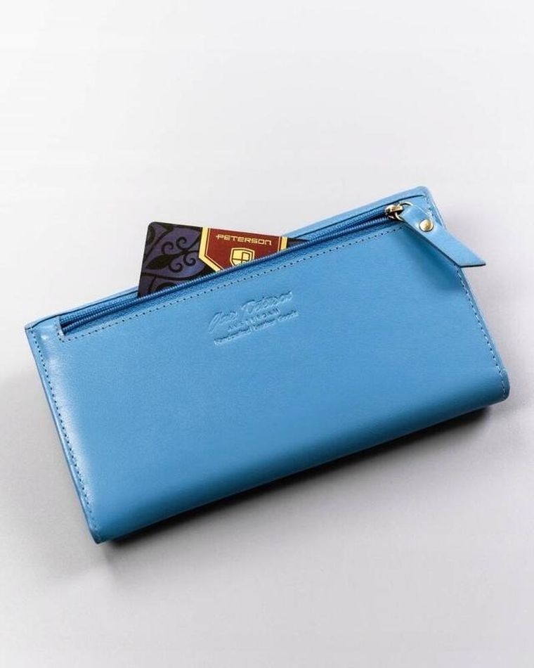 Portfel, niebieski, skórzany, Peterson