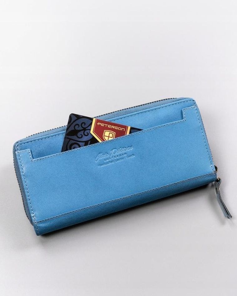 Portfel, niebieski, skórzany, Peterson