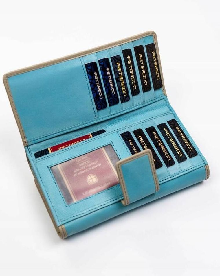 Portfel, niebieski, skórzany, Peterson