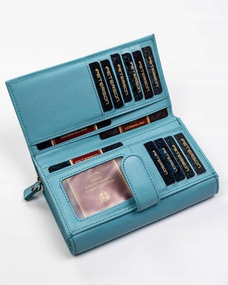 Portfel, niebieski, skórzany, Peterson