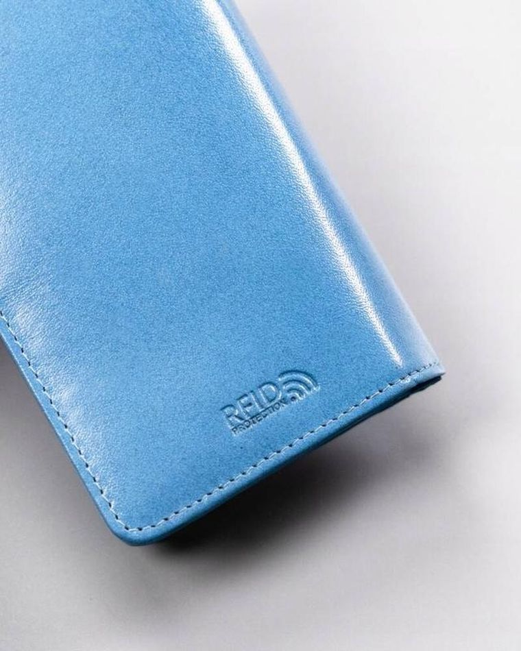 Portfel, niebieski, skórzany, RFID, Peterson