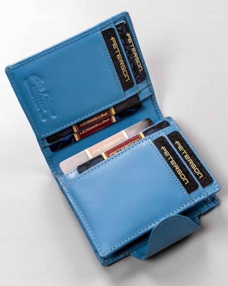 Portfel, niebieski, skórzany, RFID, Peterson