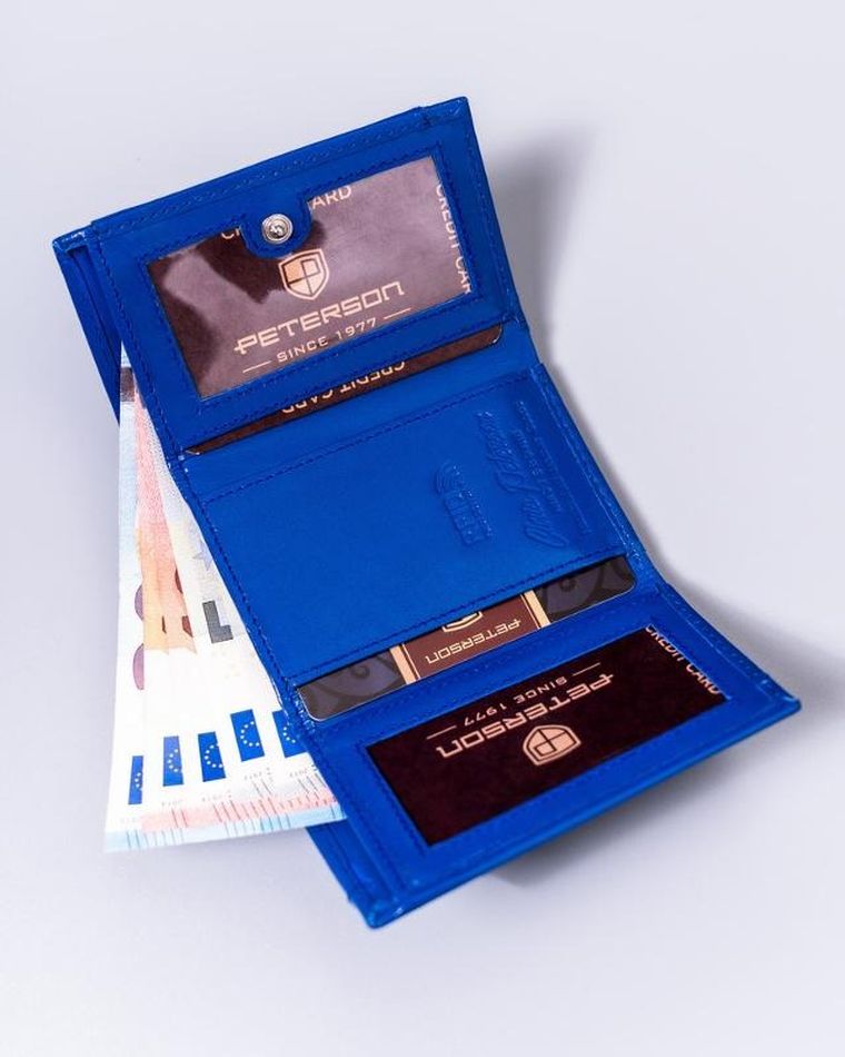 Portfel, niebieski, skórzany, RFID, Peterson