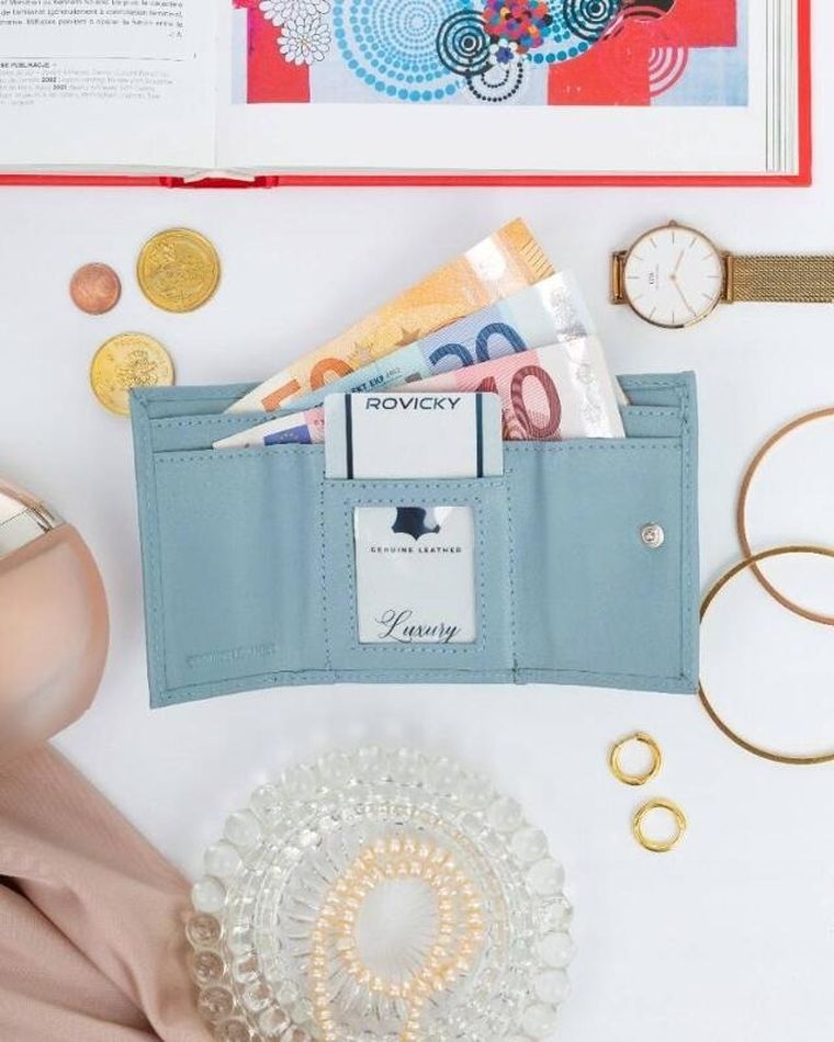 Portfel, niebieski, skórzany, Rovicky