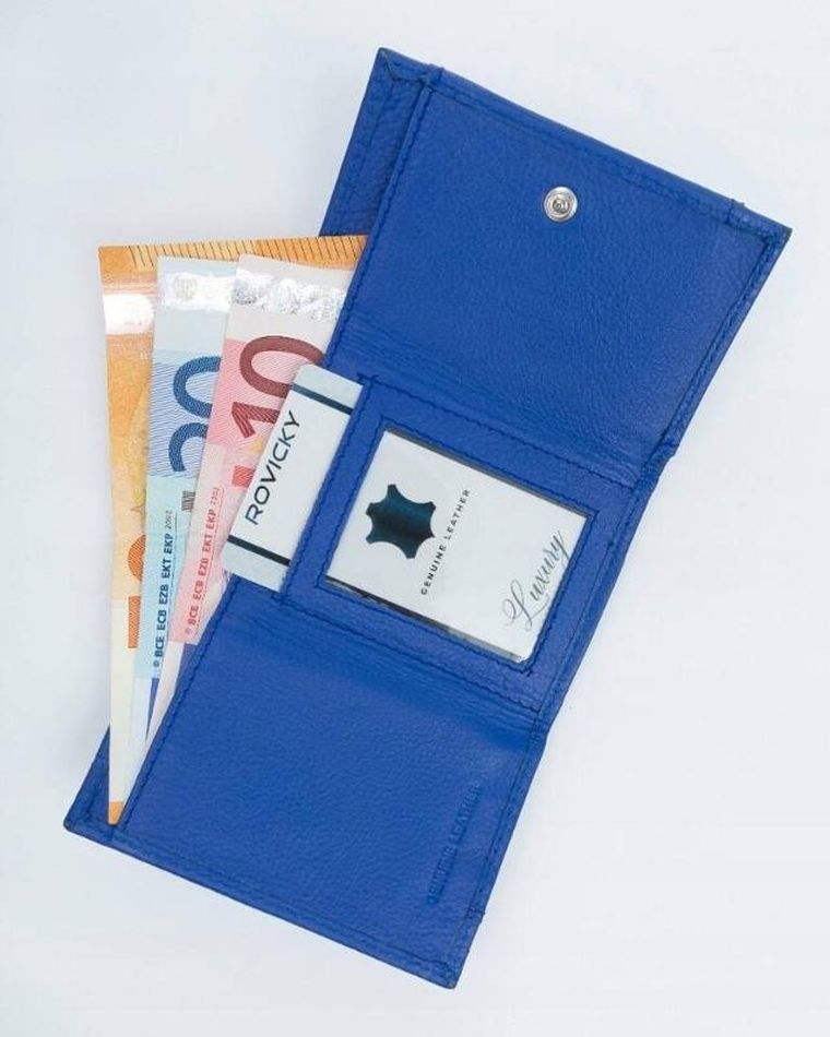 Portfel, niebieski, skórzany, Rovicky