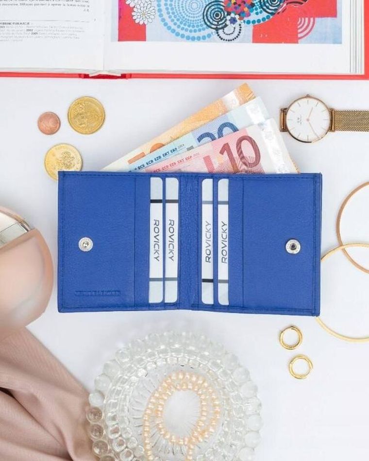 Portfel, niebieski, skórzany, Rovicky