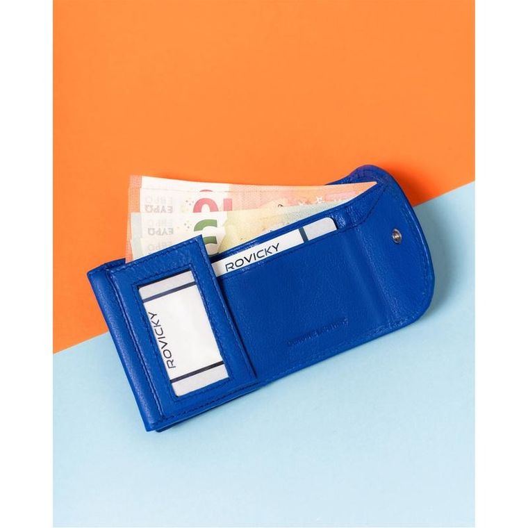 Portfel, niebieski, skórzany, Rovicky