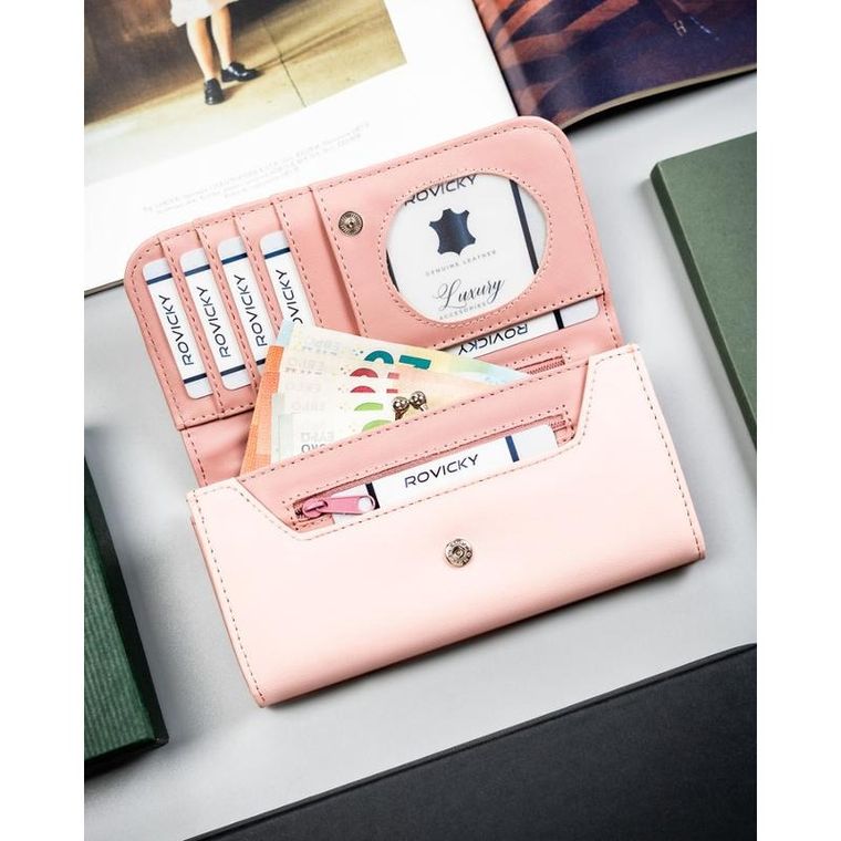 Portfel, różowy, skóra ekologiczna, 4U Cavaldi