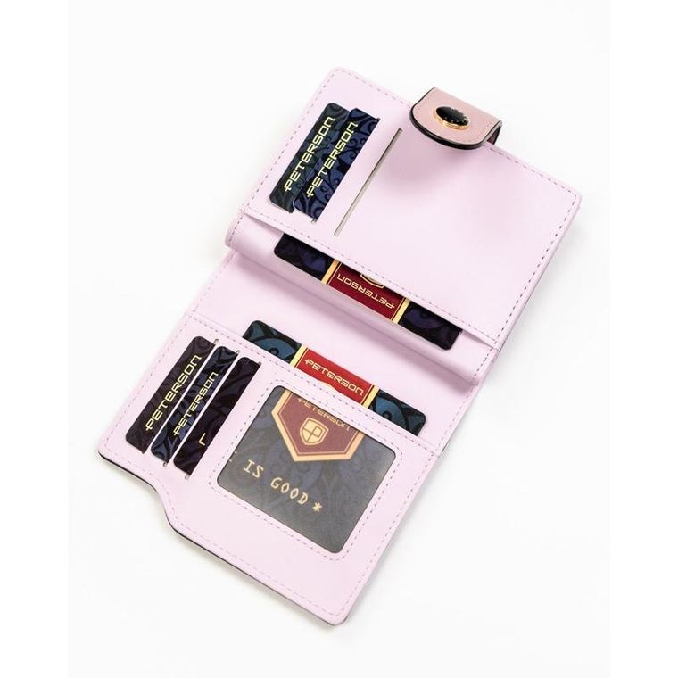 Portfel, różowy, skóra ekologiczna, RFID, Peterson