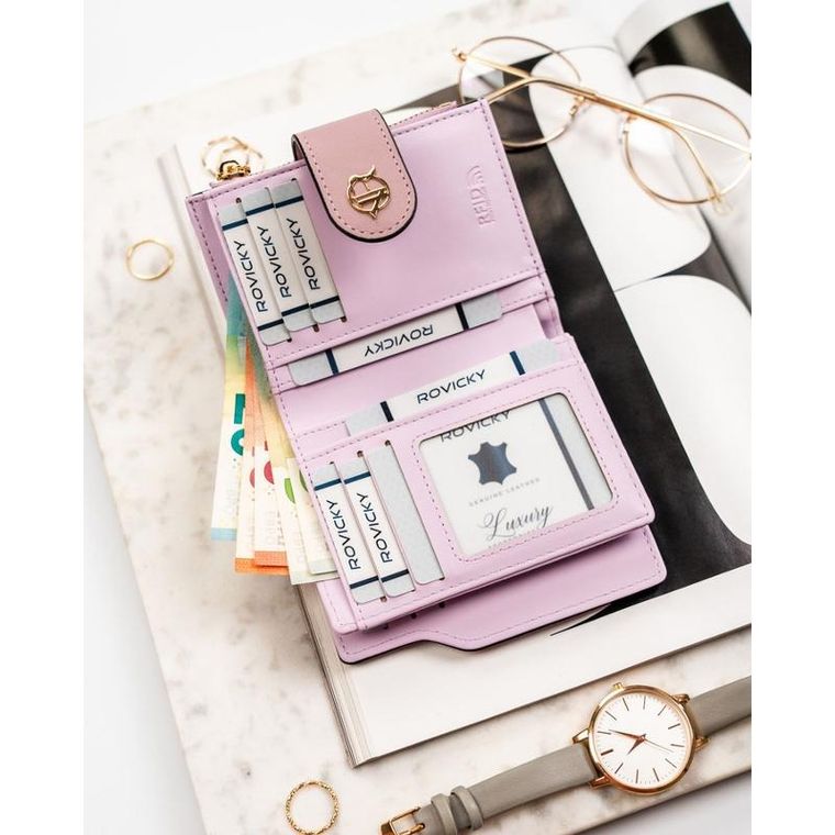 Portfel, różowy, skóra ekologiczna, RFID, Rovicky