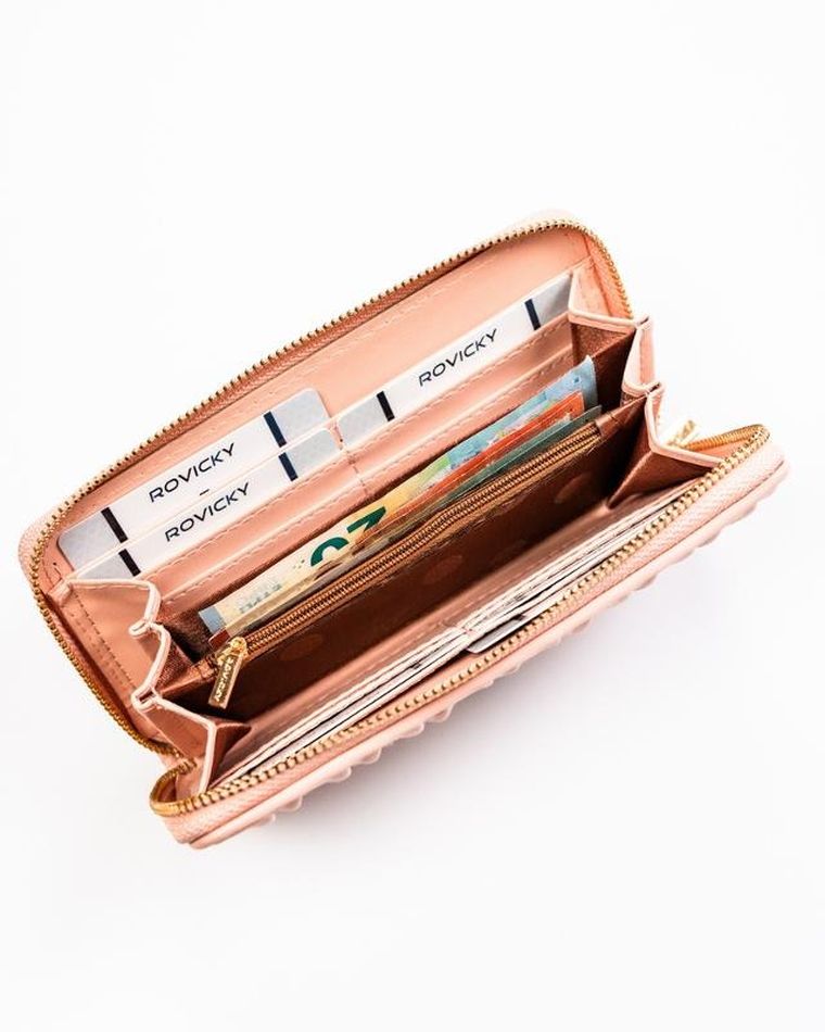 Portfel, różowy, skóra ekologiczna, Rovicky
