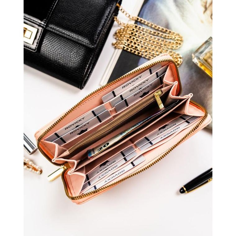 Portfel, różowy, skóra ekologiczna, Rovicky