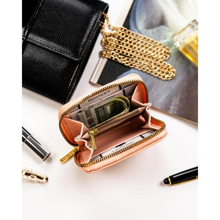 Portfel, różowy, skóra ekologiczna, Rovicky