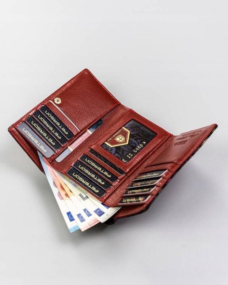 Portfel, różowy, skórzany, Peterson