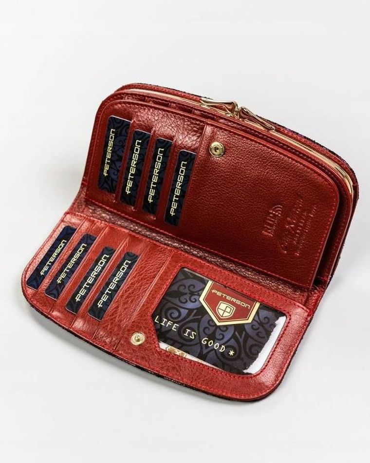 Portfel, różowy, skórzany, Peterson