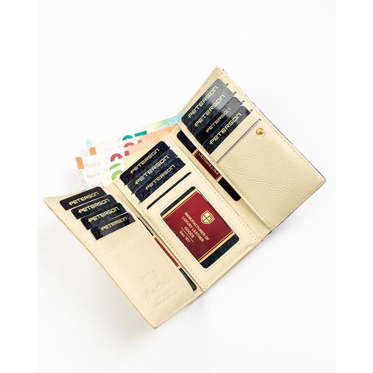 Portfel, skóra naturalna i ekologiczna, kwiatowy wzór, Peterson