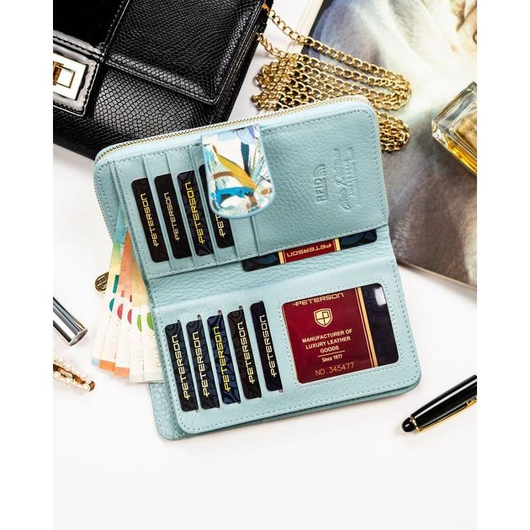 Portfel, skórzany, kwiatowy wzór, Peterson