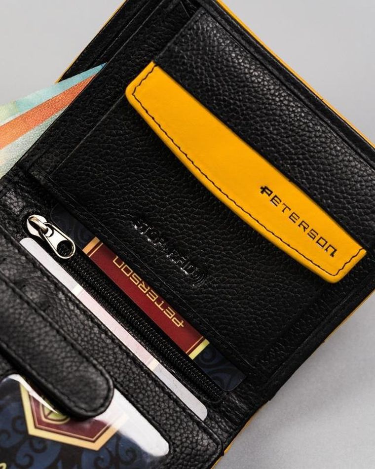 Portfel sportowy, czarny, skórzany, Peterson