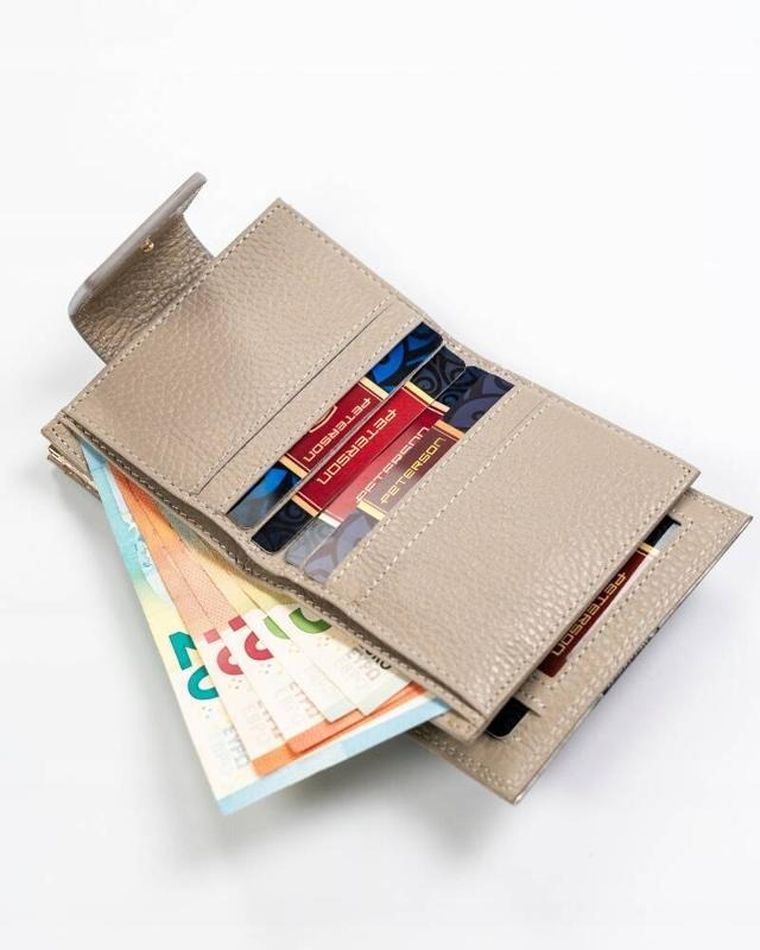 Portfel, srebrno-niebieski, skórzany, RFID, Peterson