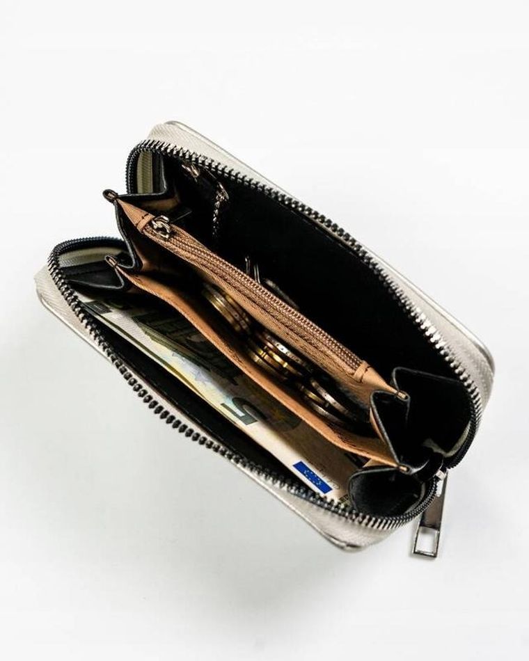 Portfel, srebrny, skóra ekologiczna, Cavaldi