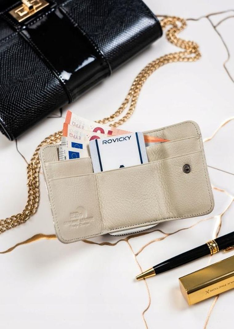 Portfel, srebrny, skórzany, Lorenti