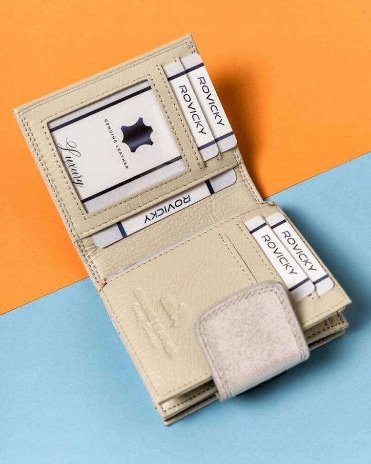 Portfel, srebrny, skórzany, Lorenti