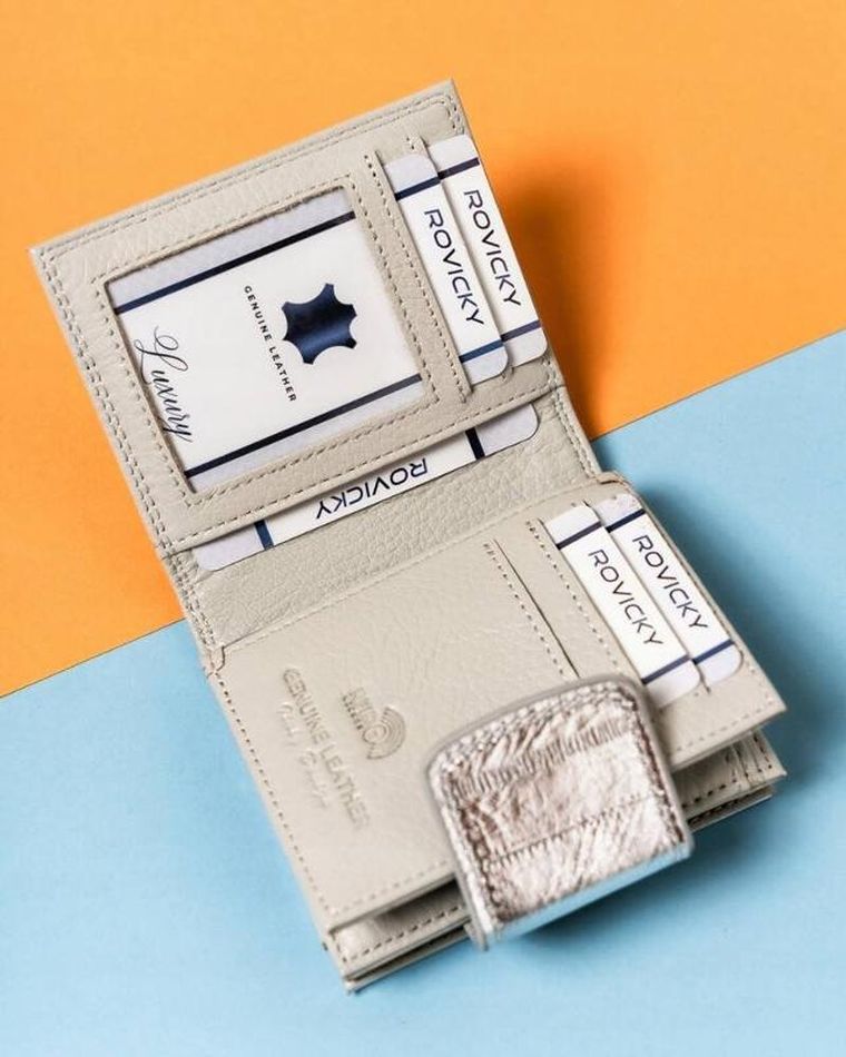 Portfel, srebrny, skórzany, Lorenti