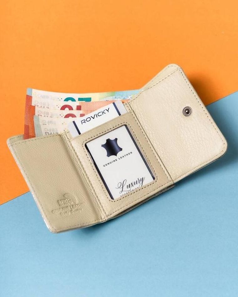 Portfel, srebrny, skórzany, RFID, Lorenti