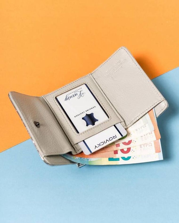 Portfel, srebrny, skórzany, RFID, Lorenti