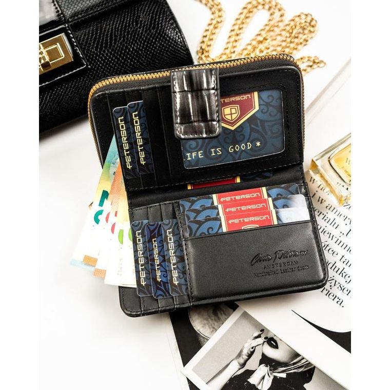 Portfel, szary, skóra ekologiczna, Peterson