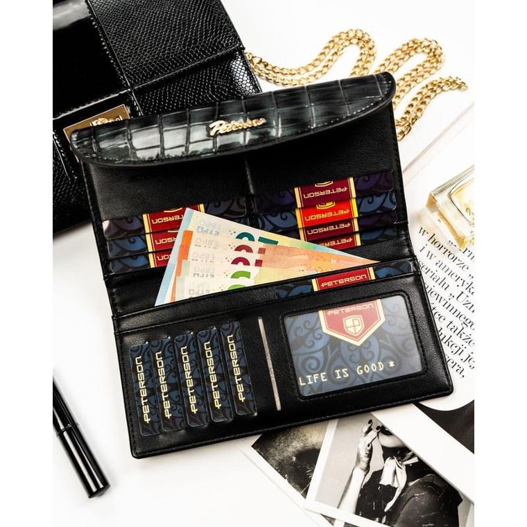 Portfel, szary, skóra ekologiczna, Peterson