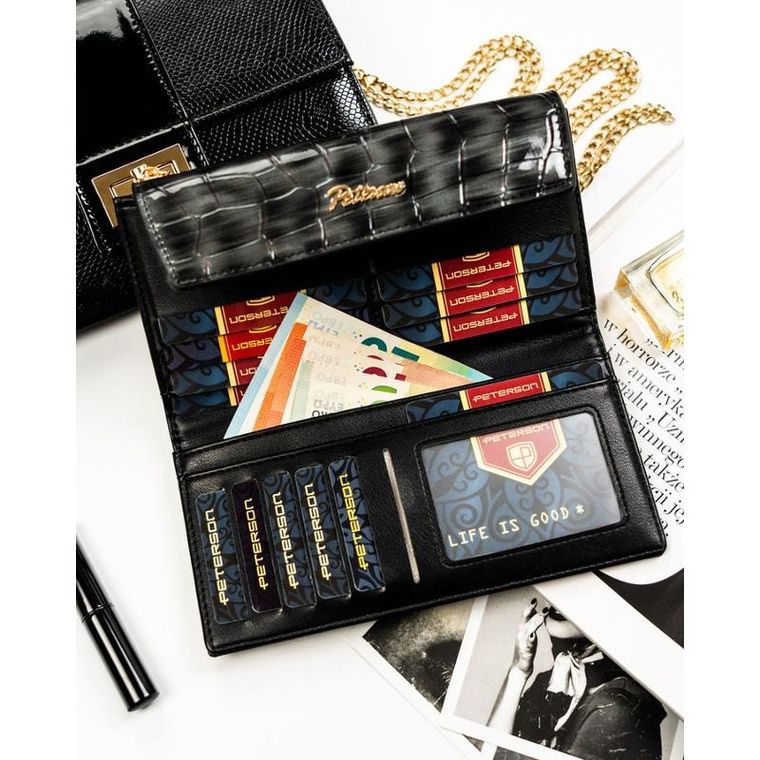 Portfel, szary, skóra ekologiczna, Peterson