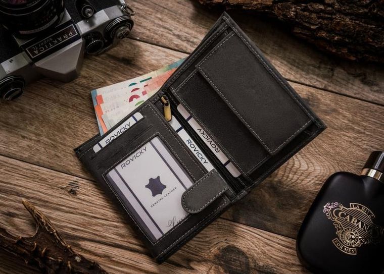 Portfel, szary, skórzany, Always Wild