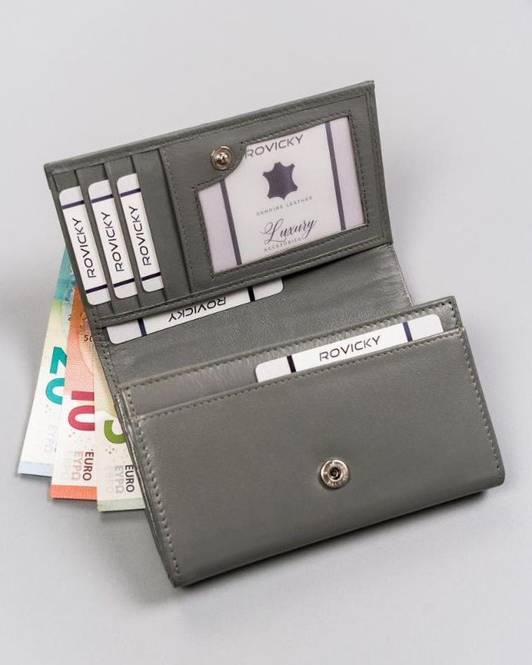 Portfel, szary, skórzany, Cavaldi