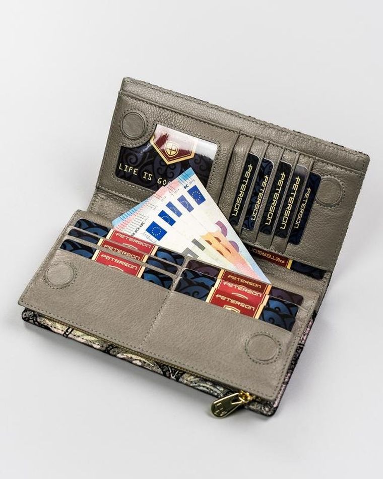 Portfel, szary, skórzany, Peterson