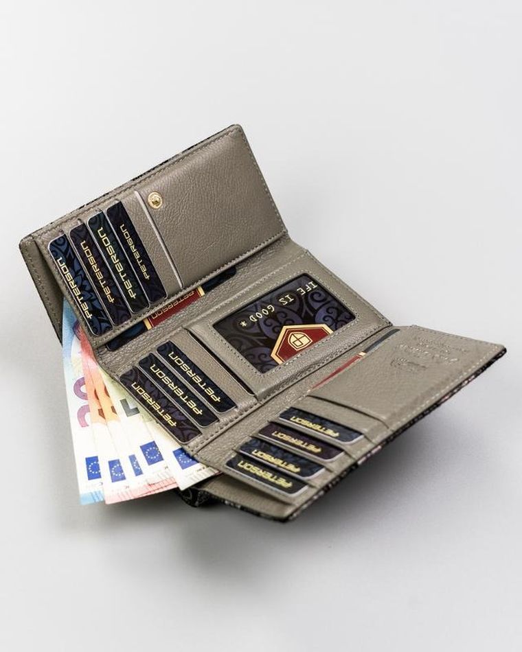 Portfel, szary, skórzany, Peterson