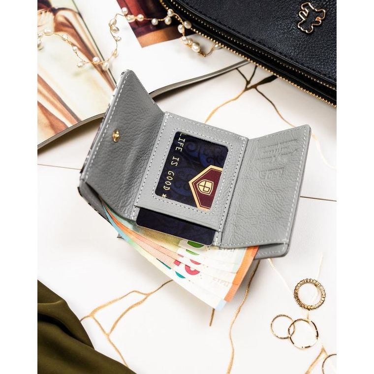 Portfel, szary, skórzany, Peterson