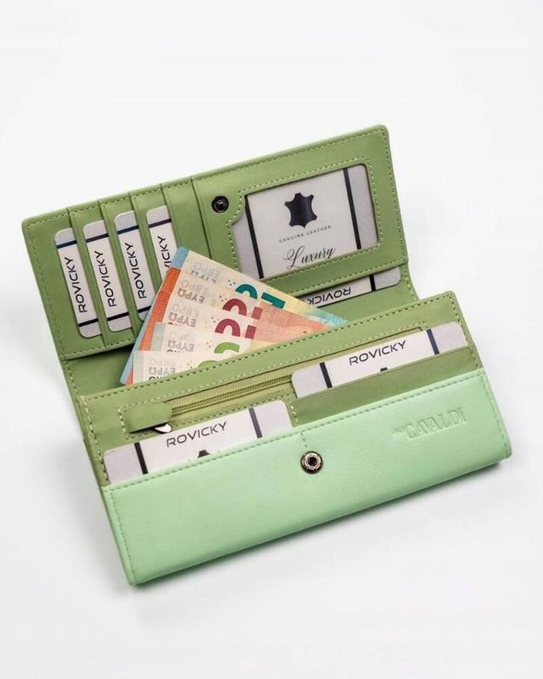 Portfel, turkusowy, skóra ekologiczna, Cavaldi