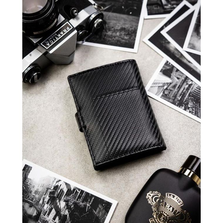 Portfel z brelokiem, czarny, skórzany, Peterson