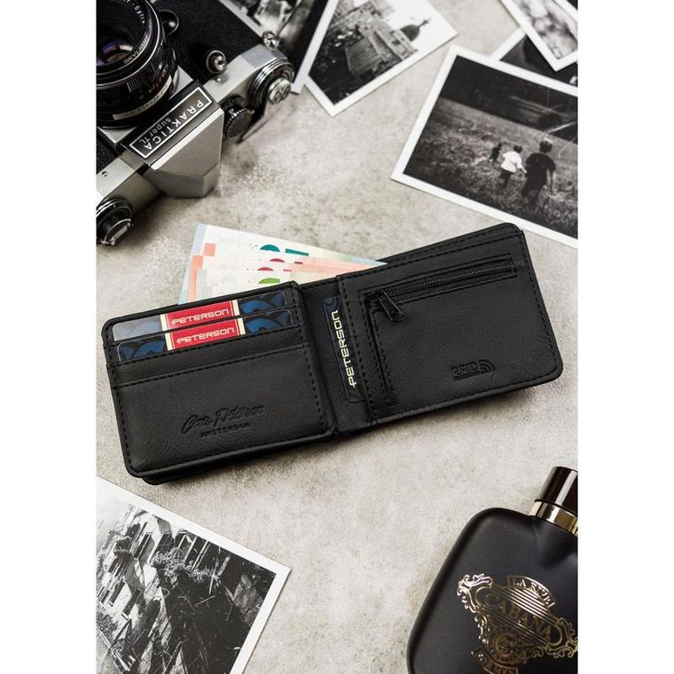 Portfel, zielono-czarny, skóra ekologiczna, RFID, Always Wild