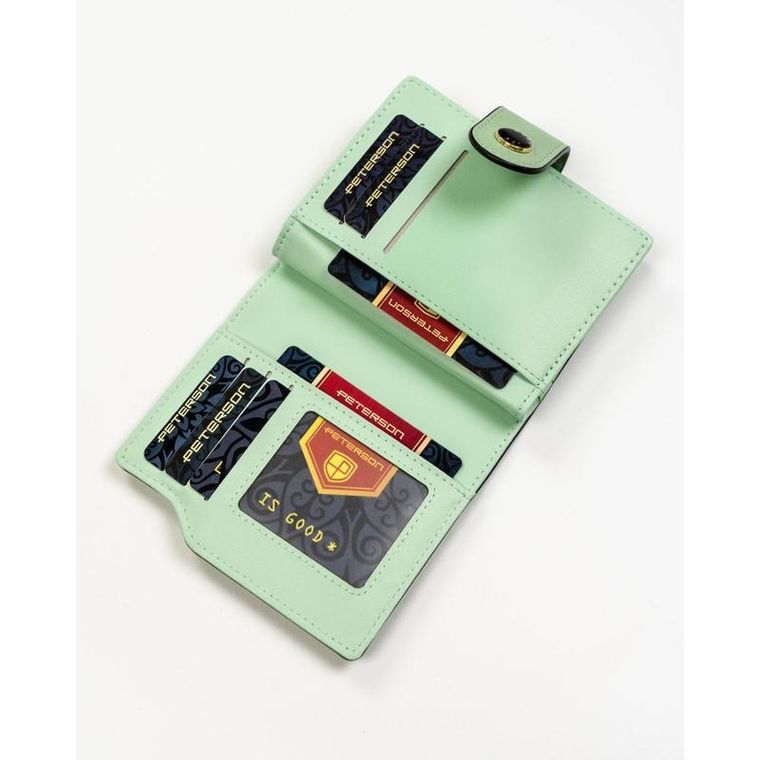 Portfel, zielony, skóra ekologiczna, Peterson